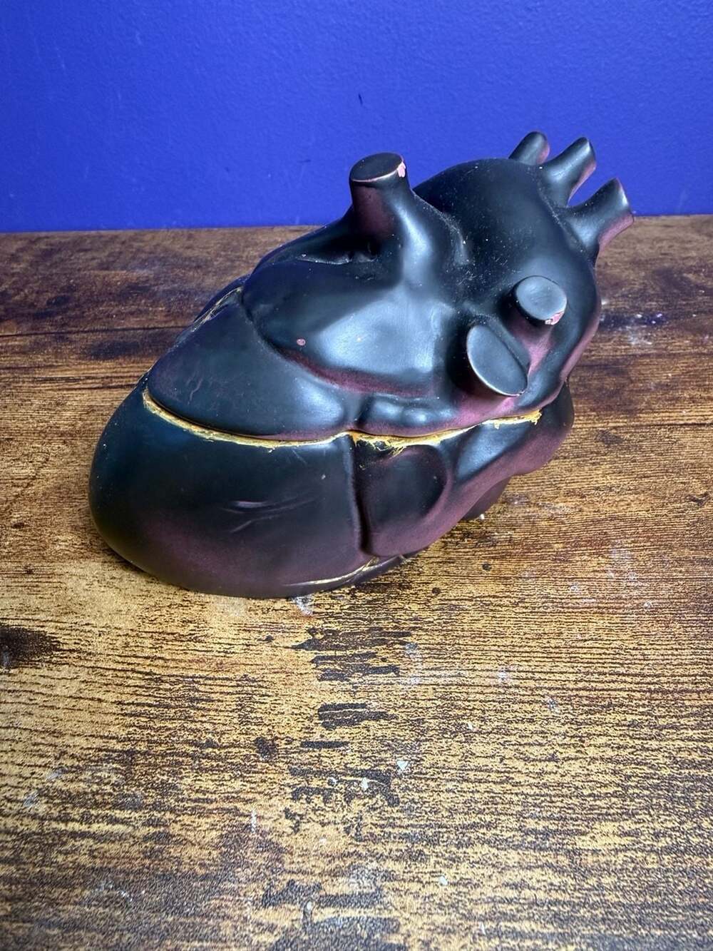 Handmade Gothic Anatomical Heart Trinket Box Black red Gold